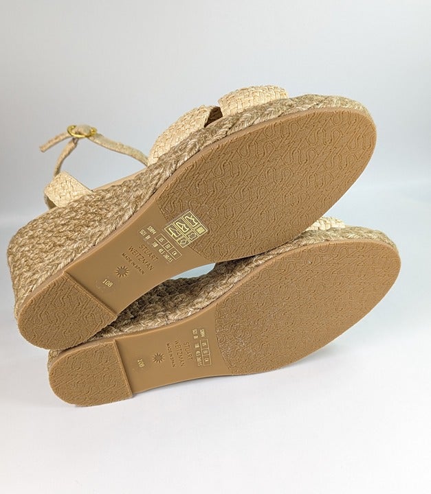 Stuart Weitzman Women's Playa Natural Espadrille Knot Wedge Size 10 (MSRP $395)