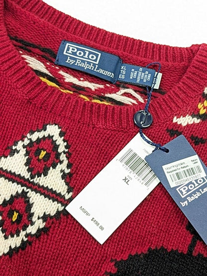 Polo Ralph Lauren Men's Red Western-Inspired Fair Isle Sweater Size XL MSRP $498