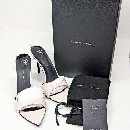 Giuseppe Zanotti Intrigo 90mm Crocodile Beige Mule Sandals Size 39 (MSRP $795)