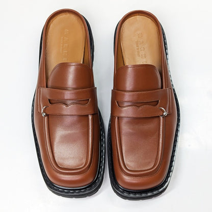 Marni Men’s Brown Leather Piercing 2.0 Chunky Sabot Loafers Size 44 (MSRP $935)