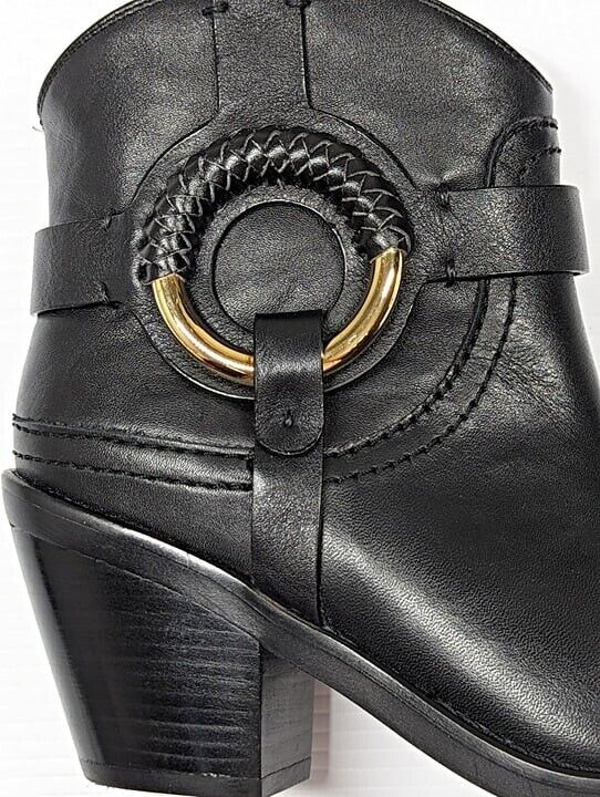 See by Chloé Women's Hanna Leather Western Ankle Boots Size 37.5 EU (MSRP $550)