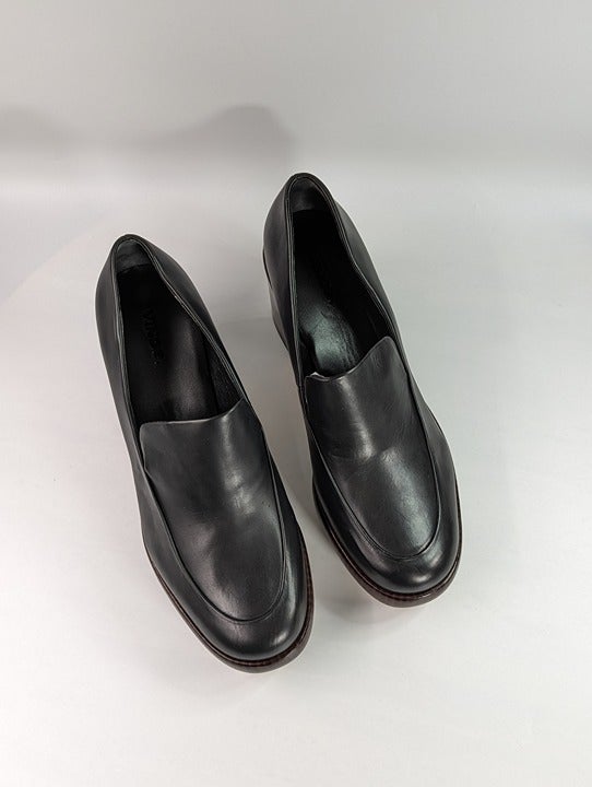 Vince Narissa Women's Black Leather Heeled Loafers Clogs Size 10 (MSRP $375)