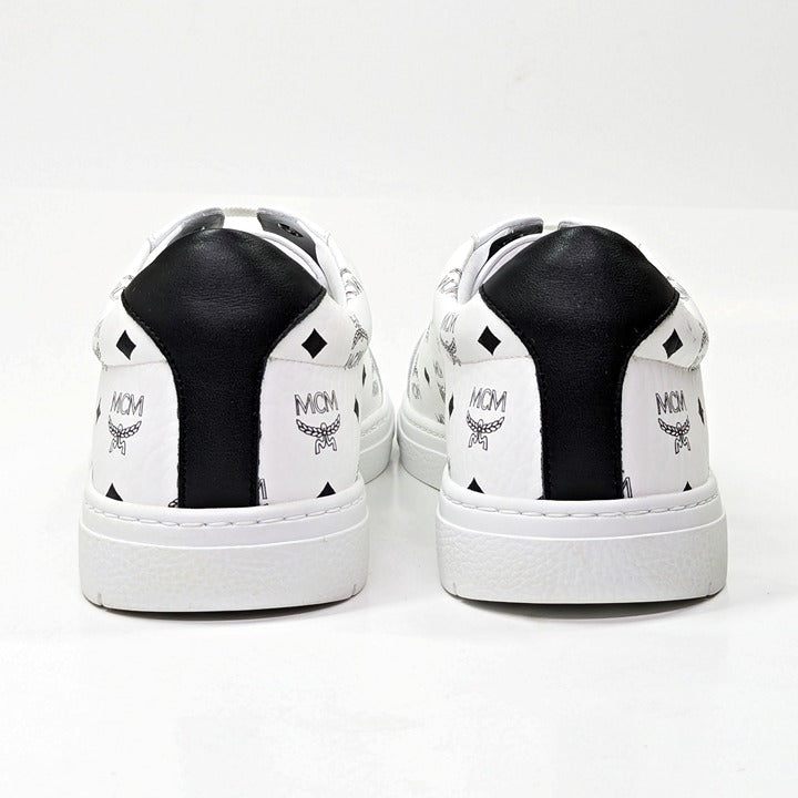 MCM Men's Terrain Derby Visetos Logo White Leather Sneaker Size 41 (MSRP $450)