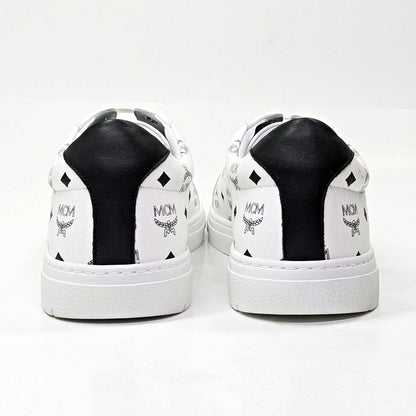 MCM Men's Terrain Derby Visetos Logo White Leather Sneaker Size 41 (MSRP $450)