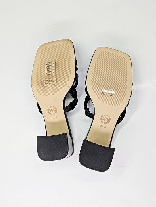 Michael Kors Women's Astra Black Leather Strappy Sandals Size 8.5 (MSRP $145)