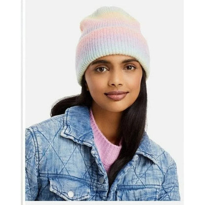 Aqua Women's Space Dye Hat Rib Knit Cuff Beanie (MSRP $58)