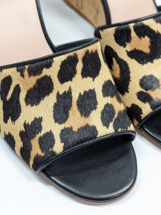 Kate Spade Women's Lonnie Leopard Calf Hair Wedge Sandals Size 9 M (MSRP $198)