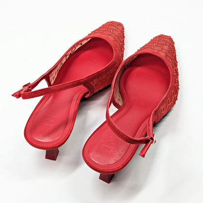 I.N.C. International Concepts Gemini Mid Heel Red Bling Mesh Size 7 (MSRP $80)