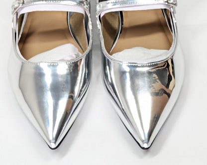 I.N.C. International Concepts Valan Silver Triple Straps Flats Size 9.5 MSRP $80