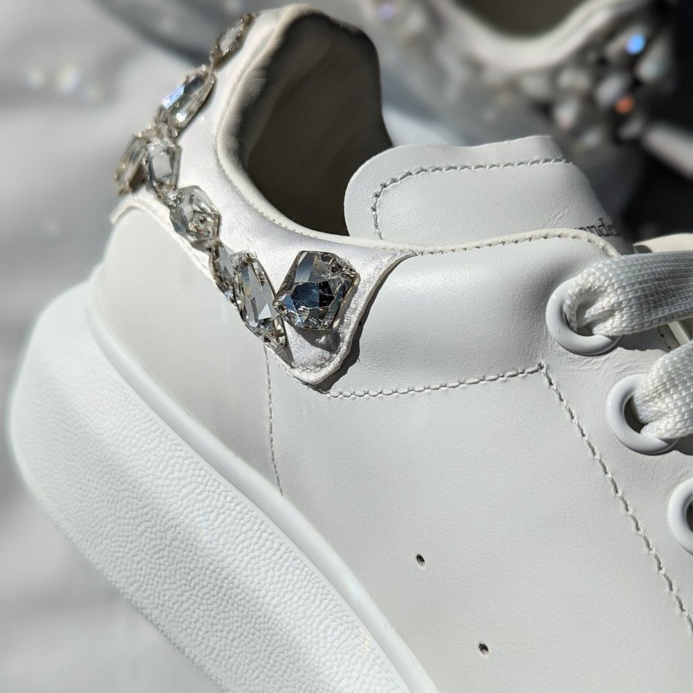 Alexander Mcqueen White Larry Crystal Detail Sneakers Size 40 (MSRP $1,150)