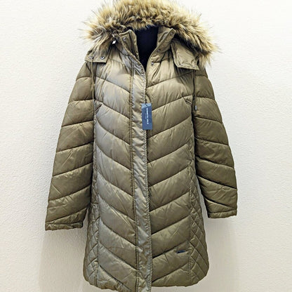 Kenneth Cole Petite Faux-Fur-Trim Hooded Puffer Coat Size PXX / 00 (MSRP $285)