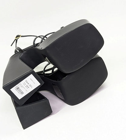 Aqua Chance Strappy Open Toe Platform Block Heels Black Size 8 (MSRP $118)