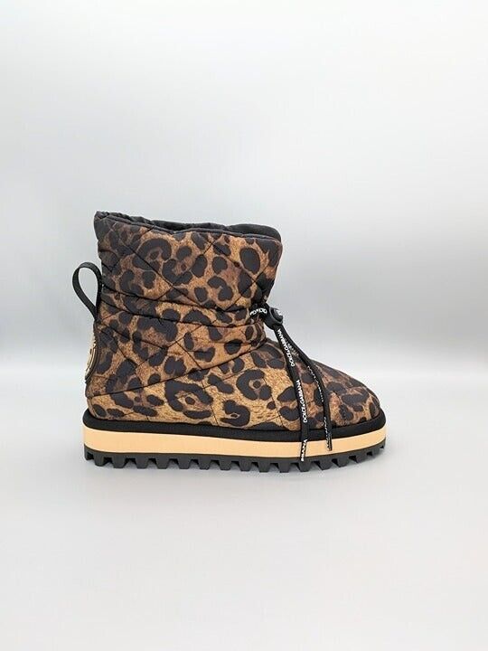 DOLCE & GABBANA City Leopard-Print Nylon Ankle Boots Size EU 37 (MSRP $945)