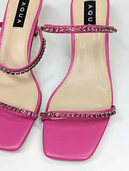Aqua Women's Lily Slip On Embellished Sandals Pink Size 8.5 (MSRP $138)