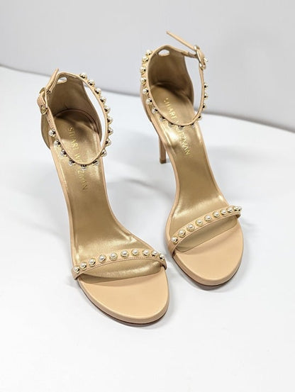 Stuart Weitzman Women's Nudist Pearls Ankle Strap Sandals Size 9 (MSRP $455)