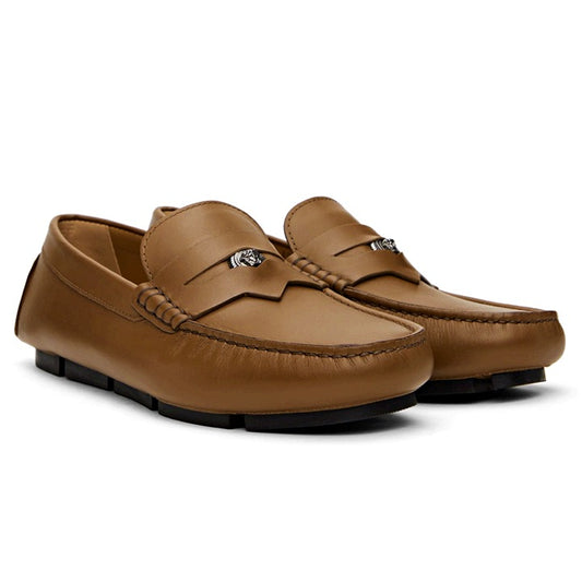 Versace Men's Medusa Biggie Leather Loafer Dark Toffee Size 41 (MSRP $775)
