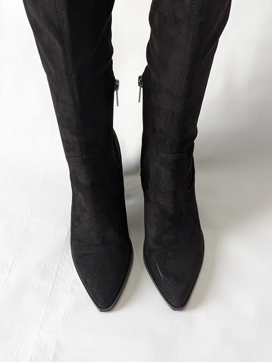 Marc Fisher Women's Okun Black Suede Thigh High Boots Size 7 M (MSRP $249)