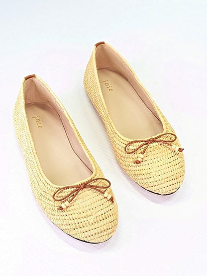 Joie Women's Aimee Woven Raffia Ballerina Flats Natural Size 9 (MSRP $228)