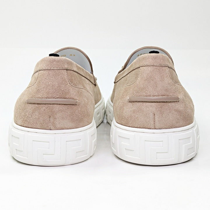 Versace Men's Medusa '95 Greca Light Sand Suede Loafers Size 43 (MSRP $750)