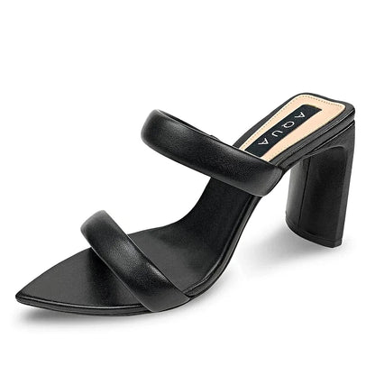 Aqua Strappy Women's Black Dressy Deluxe Napa Leather Heels Size 10 (MSRP $118)