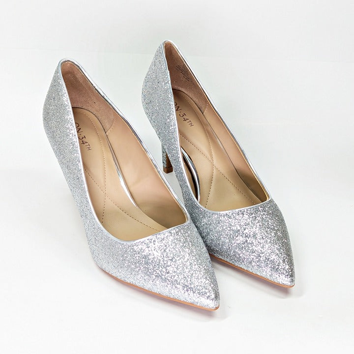 On 34th Women's Jeules Silver Glitter Pointed-Toe Pumps Size 9.5 (MSRP $80)