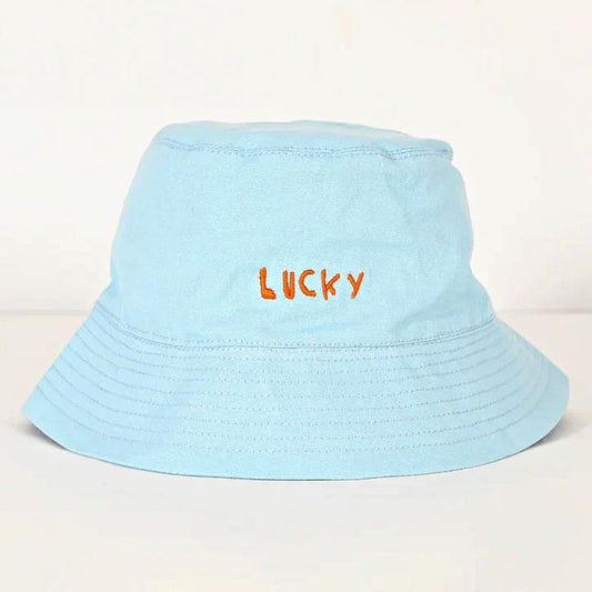 Kerri Rosenthal Women's Cotton Bucket Hat in Smiley Saltwater O/S (MSRP $128)