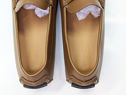 Versace Men's Medusa Biggie Leather Loafer Dark Toffee Size 46 (MSRP $775)