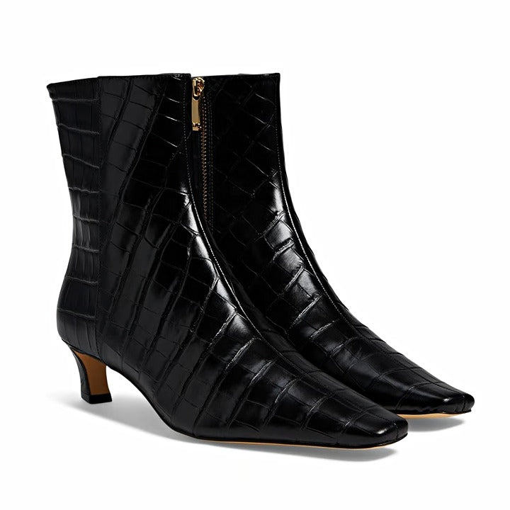Michael Kors Women's Cosmo Croc-Embossed Kitten Heel Booties Size 7 (MSRP $175)