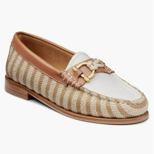 G.H. BASS Lilly Women's Leather & Canvas Loafer Tan Multi Size 8.5 (MSRP $195)