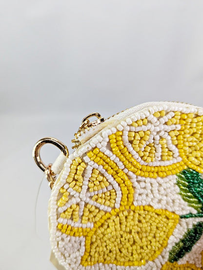 On 34th Lemons Hand Beaded Round Coin Purse (MSRP $40)