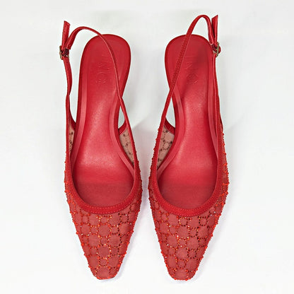 I.N.C. International Concepts Gemini Mid Heel Red Bling Mesh Size 9.5 (MSRP $80)