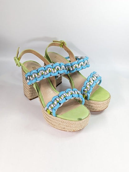 Schutz Women's Juliet Espadrille Platform Sandal Lime Green Size 8.5 (MSRP $148)