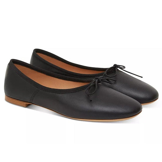 Mansur Gavriel Women's Dream Black Leather Ballerina Flats Size 37 (MSRP $395)