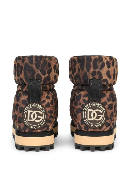 DOLCE & GABBANA City Leopard-Print Nylon Ankle Boots Size EU 37 (MSRP $945)