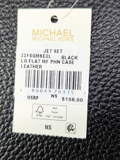 Michael Kors Black Leather Large Flat Multi Function Wristlet Wallet (MSRP $158)