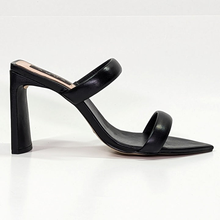 Aqua Strappy Women's Black Dressy Deluxe Napa Leather Heels Size 10 (MSRP $118)