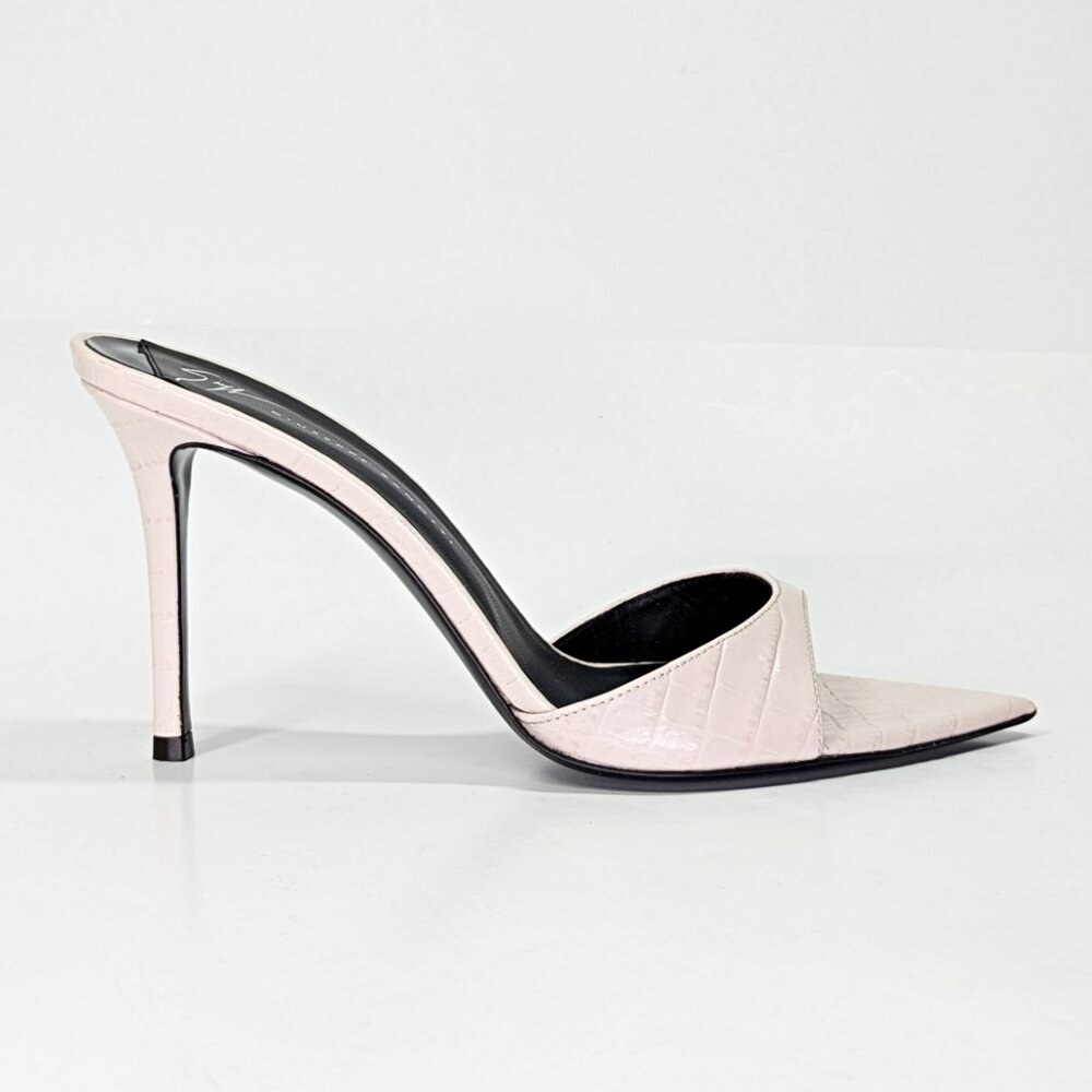 Giuseppe Zanotti Intrigo 90mm Crocodile Beige Mule Sandals Size 38 (MSRP $795)