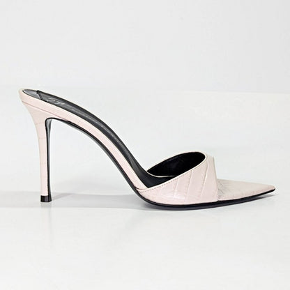 Giuseppe Zanotti Intrigo 90mm Crocodile Beige Mule Sandals Size 38 (MSRP $795)