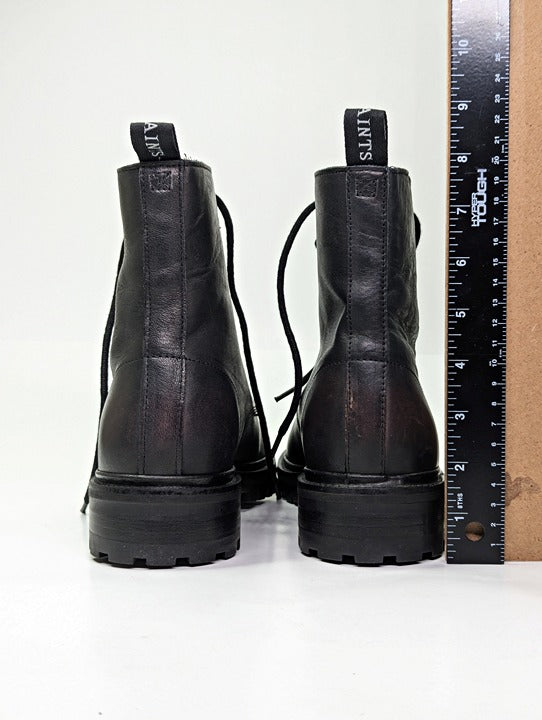 AllSaints Tobias Men's Lace-Up Washed Leather Boots Dark Brown Size 7 MSRP $358