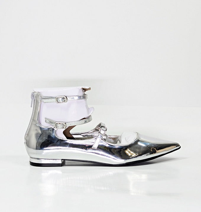 I.N.C. International Concepts Valan Silver Triple Straps Flats Size 8 MSRP $80