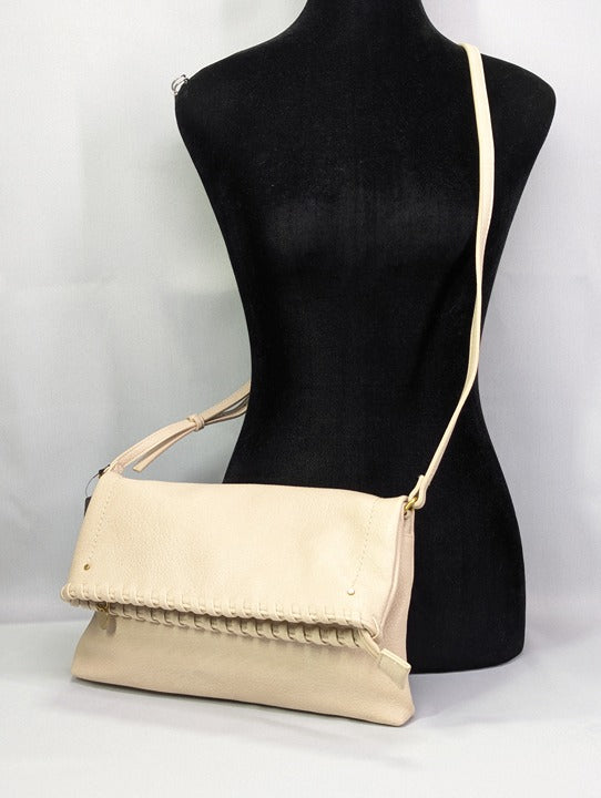 Style & Co Whipstitch East West Flap Small Crossbody in Alabaster (MSRP $80)