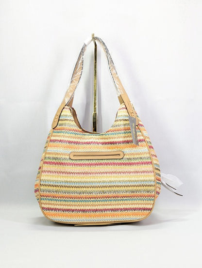 Style & Co Women's Straw Medium 4-Poster Tote Multi Stripe (MSRP $90)