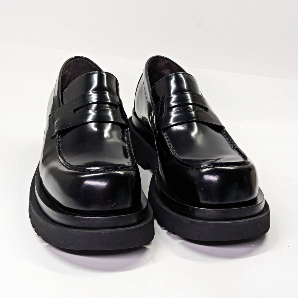 Bottega Veneta Men's Black Leather Slip On Lug Penny Loafers Size 43 MSRP $1,300