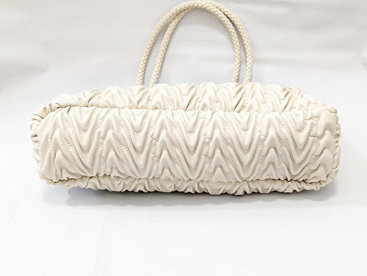 Sam Edelman Ari Women's Quilted Large Tote in Ivory Leather (MSRP $295)