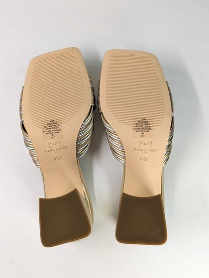 Marc Fisher LTD Cherrie Women's Gold Leather Slide Sandal Size 8.5 (MSRP $150)