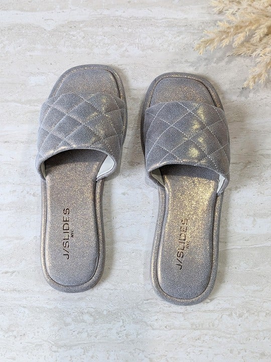 J/Slides Yoel Women's Bronze Metallic Suede Sandals Size 6 M (MSRP $128)