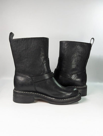 Rag & Bone Women's RB Moto Studded Pull On Boots Black Size 8.5 (MSRP $595)