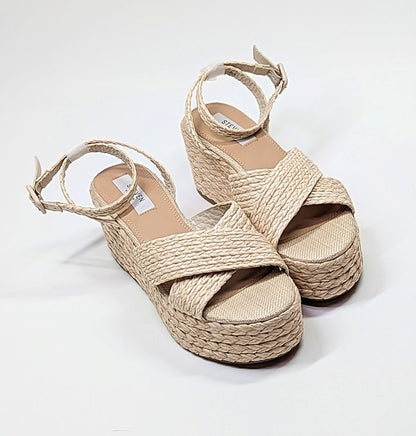Steven New York Ramey Espadrille Platform Wedge Raffia Sandal Size 8 (MSRP $130)