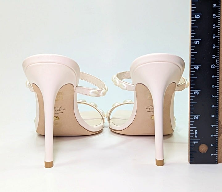 Stuart Weitzman Women's Aleena Pearlita 100 Heel Sandals Size 38.5 MSRP $525