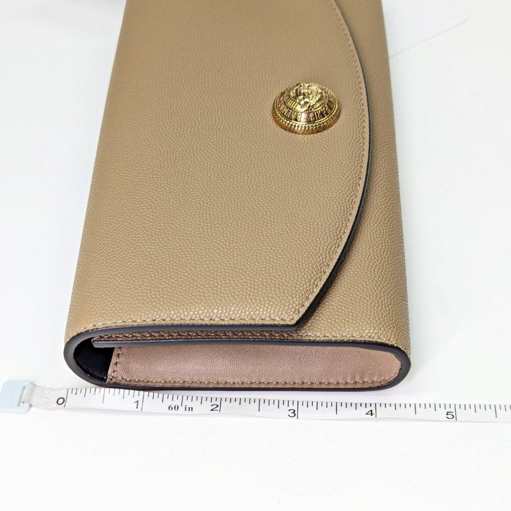 Balmain Emblem Clutch Wallet on Gold Chain in Grained Calfskin (MSRP $950)